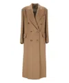 Max Mara Lvr Exclusive Camel Drap Midi Coat In Beige