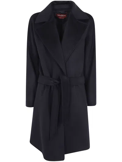 Max Mara Coat Belted "ravenna" In Black