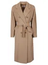 Max Mara Madame Belted Long Coat In Brown