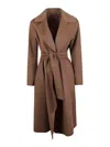 Max Mara Hazelnut Robe Coat In Cashmere Wool And Silk In Brown