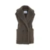 Max Mara Bormida Fur Double-breasted Vest In Brown