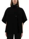 Max Mara Relaxed Black Cashmere Coat With High Collar And Wide Sleeves In Black