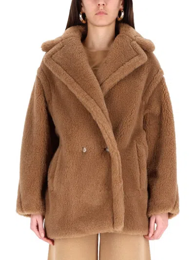 Max Mara Double-breasted Oversized Coat Pockets In Brown