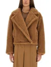 Max Mara Gardone Cropped Teddy Bear Icon Coat In Beige
