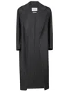 Max Mara V-neck Long-sleeved Coat In Grey