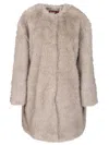 Max Mara Coat In Faux Fur Effect Fabric Coats Grey In Neutral