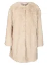Max Mara Coat In Faux Fur Effect Fabric Coats White In Brown