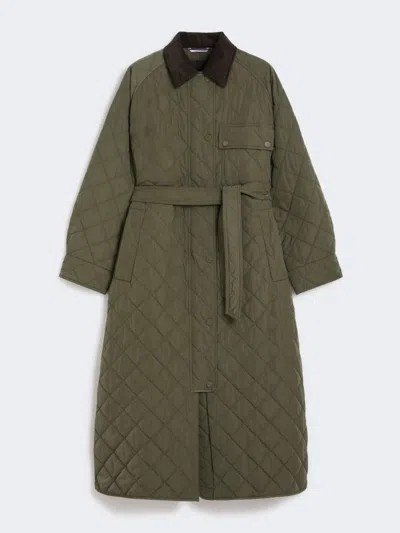 Max Mara Coat In Water-repellent Taffeta In Green