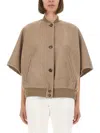 Max Mara Jacket With Front Pockets And High Collar In Neutral