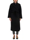 Max Mara Blue Cashmere Oversized Coat In Black