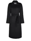 Max Mara Manuela Belted Wool Jersey Midi Coat In Black