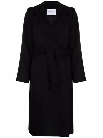 Max Mara Navy Blue Cashmere Cesto Coat In Black