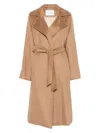 Max Mara Belted Notched-lapel Coat In Multi