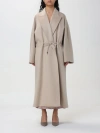 Max Mara Long-sleeved Belted Coat In Beige