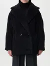 Max Mara Black Teddy Coat In Alpaca And Black Wool In Beige