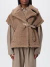 Max Mara Fur Coat  Woman Color Beige In Brown