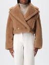 Max Mara Santos Double Breasted Cropped Coat In Brown