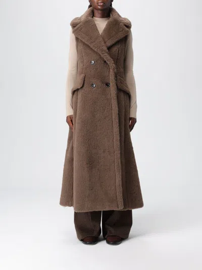 MAX MARA FUR COAT MAX MARA WOMAN COLOR BROWN,431802032