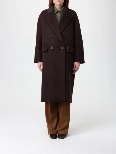 Max Mara Long Double-breasted Wool Coat In Brown