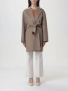 Max Mara Lapel Collar Belted Cashmere Coat In Dove Grey