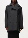 Max Mara Grey Coat With Structured Silhouette And Layered Hemline In Grau