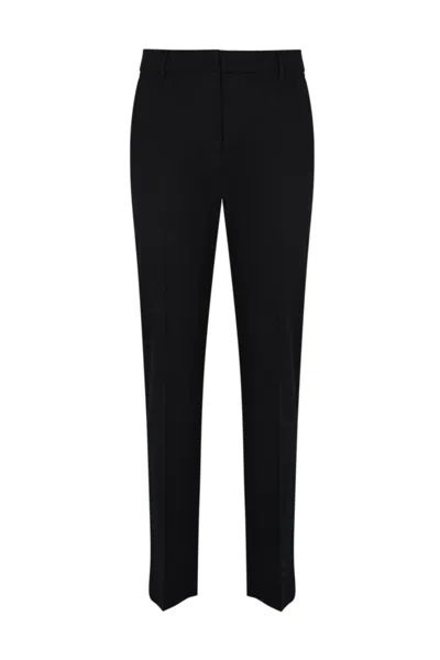 Max Mara Coat Of Arms Cotton Trousers In Nero