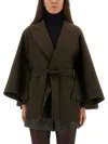 Max Mara Moss Green Short Wrap Coat In Green
