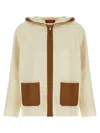 Max Mara Hooded Zip-up Jacket In Neutral