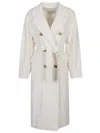 Max Mara Double-breasted Wool Cashmere Coat In White