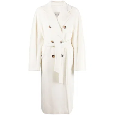 Max Mara Double-breasted Wool Cashmere Coat In White