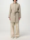 Max Mara Lapel Long Sleeve Coat In Neutral