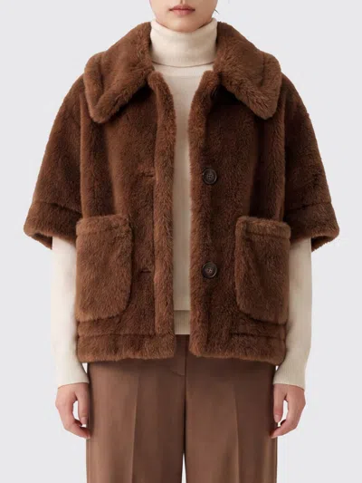 Max Mara Coat Woman Color Leather In Brown