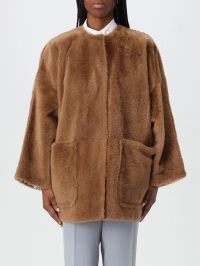 Max Mara Coat Woman Leather Women In Brown