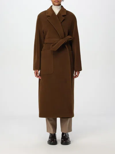 Max Mara Coat Woman Leather Women In Brown