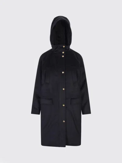 Max Mara Studio Long-sleeved Hooded Parka In Black
