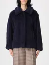 Max Mara Alpaca Wool Jacket Collared Design Front Pockets In Blue