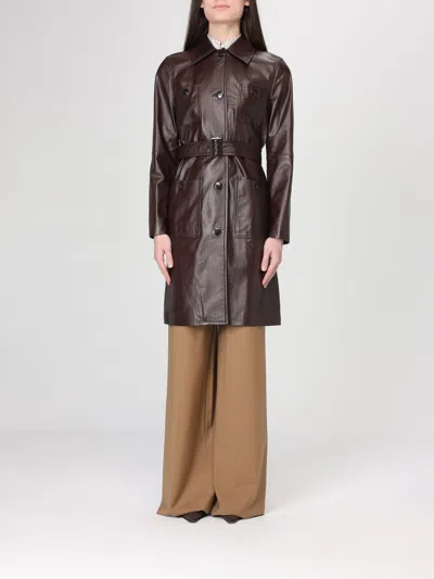 Max Mara Mstamaca Button Belted Jacket In Brown