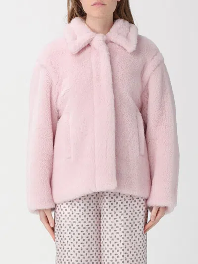 Max Mara Mxmfuggito Collared Faux Fur Coat In Pink