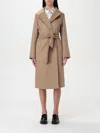 Max Mara Studio Camel Belted Coat In Wool Blend In Brown