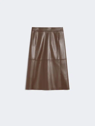 Max Mara Coated Fabric Skirt In Brown