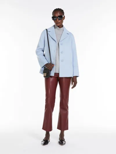 Max Mara Coated Fabric Trousers In Blue