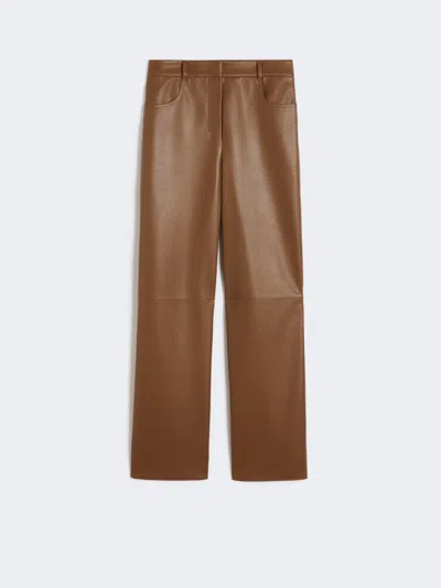 Max Mara Coated Fabric Trousers In Brown