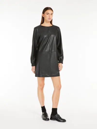 Max Mara Coated Jersey Dress In Black