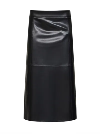 Max Mara Coated Jersey Midi Skirt In Black