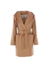 Max Mara Long-sleeved Lace-up Coat In Brown