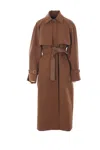 Max Mara Atelier Wool Blend Cosimo Trench Coat With Flush Pockets In Brown