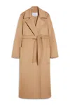 Max Mara Dove Grey Long Coat With Belted Waist And Classic Lapel In Neutral