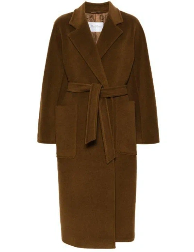 Max Mara Long-sleeved Coat In Brown