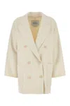 Max Mara Women Ivory Wool Blend Orma Coat In Metallic