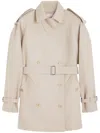 Max Mara Short Double Breasted Duster Coat Belt In Neutral